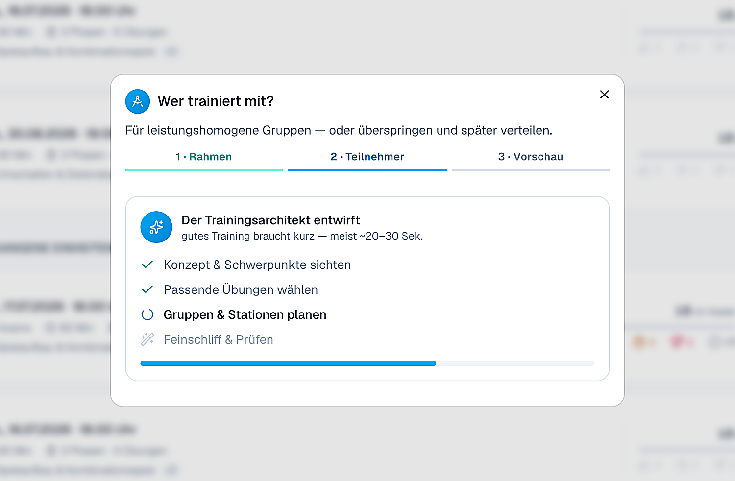 train.IQ – KI plant eine Einheit passend zur hinterlegten Vereinsphilosophie